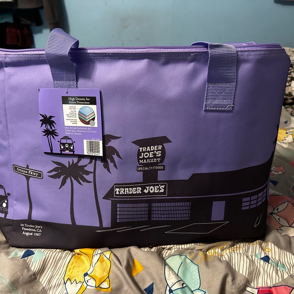 Trader Joe's large Purple Insulated Tote Bag